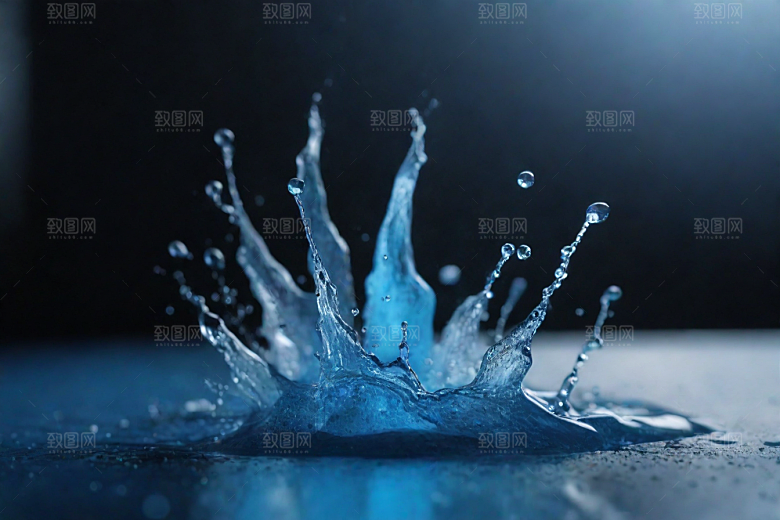 翻滚的蓝色水花图片