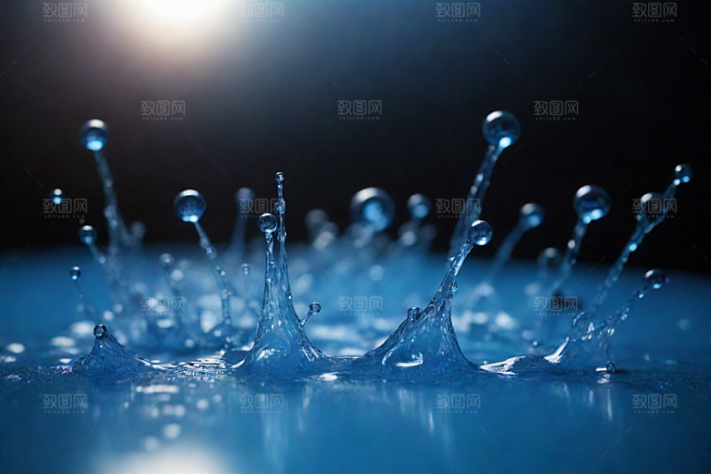 翻滚的蓝色水花图片