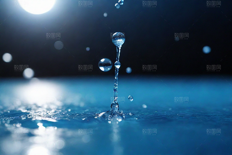 翻滚的蓝色水花图片