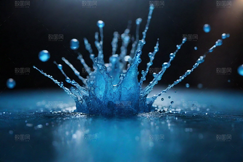 翻滚的蓝色水花图片