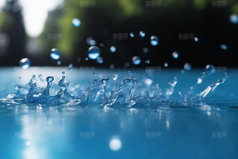 翻滚的蓝色水花图片