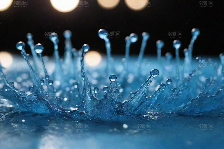 翻滚的蓝色水花图片