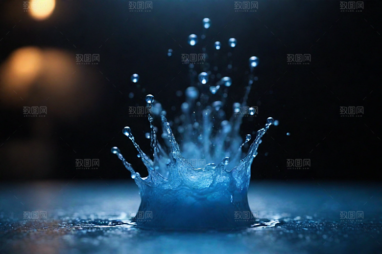 翻滚的蓝色水花图片