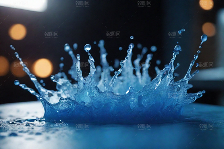 翻滚的蓝色水花图片