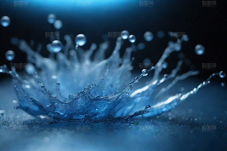 翻滚的蓝色水花图片