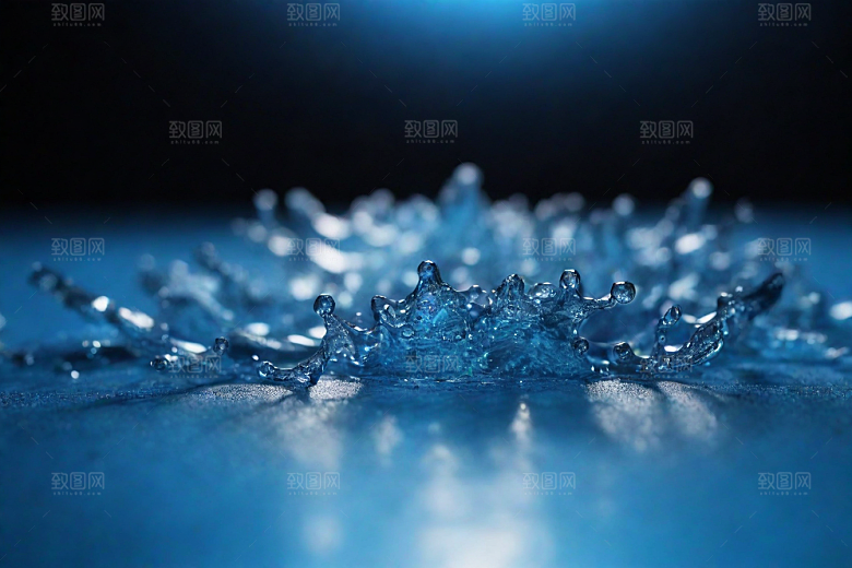 翻滚的蓝色水花图片