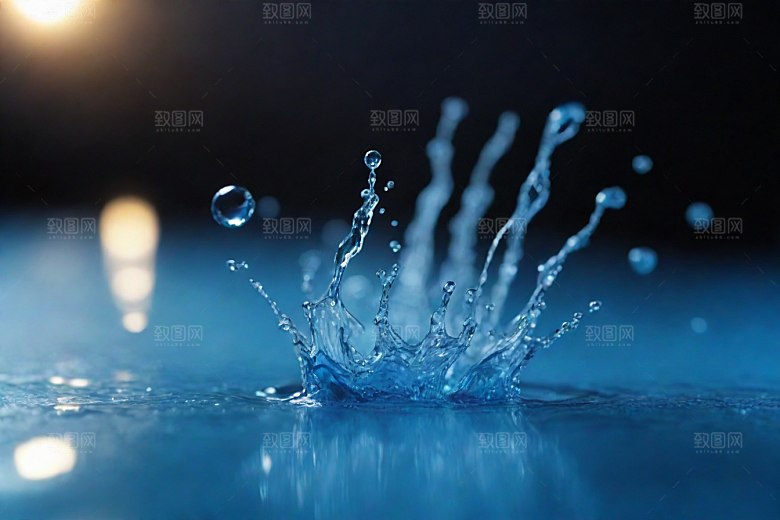 翻滚的蓝色水花图片