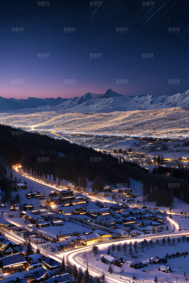 CG奇观紫光穿梭列车下的夜雪景色
