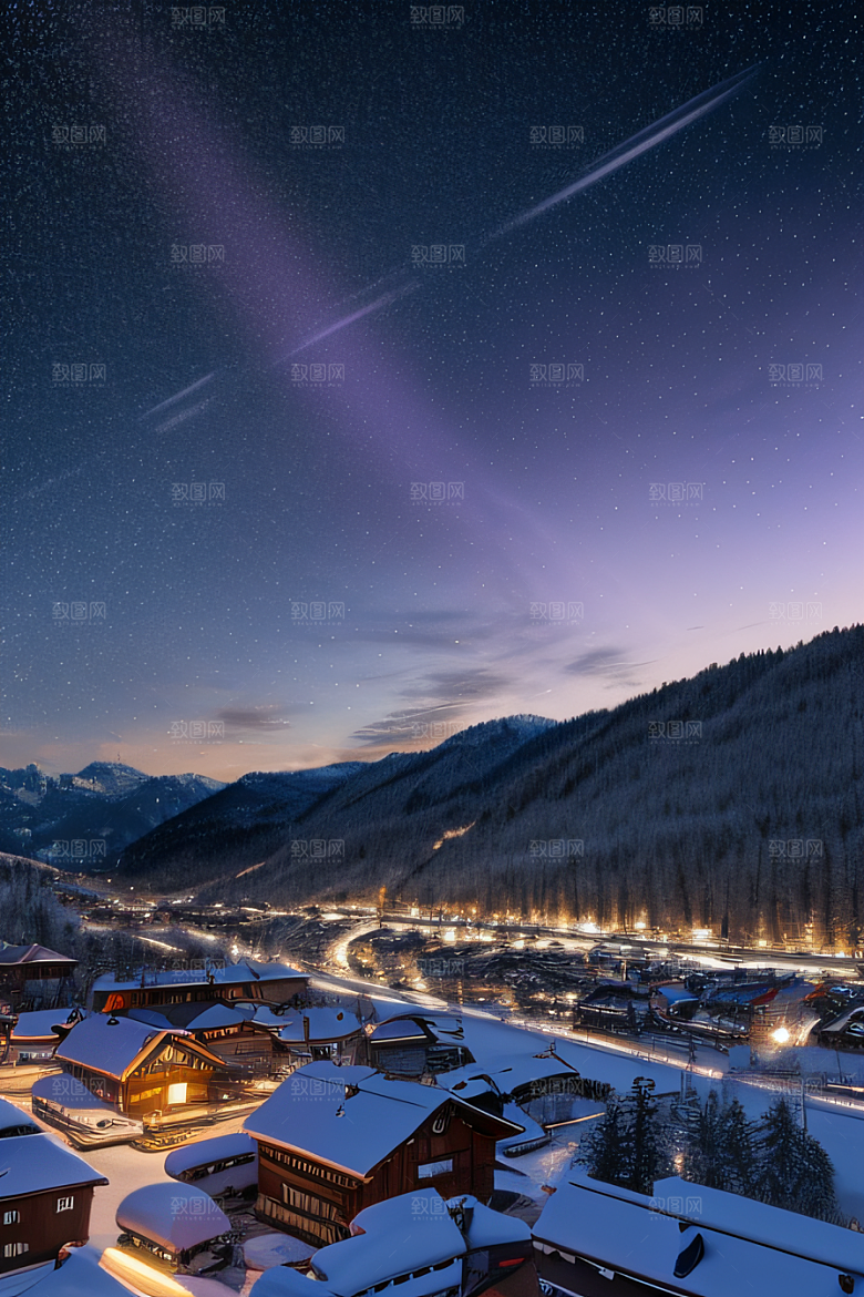 CG奇观紫光穿梭列车下的夜雪景色
