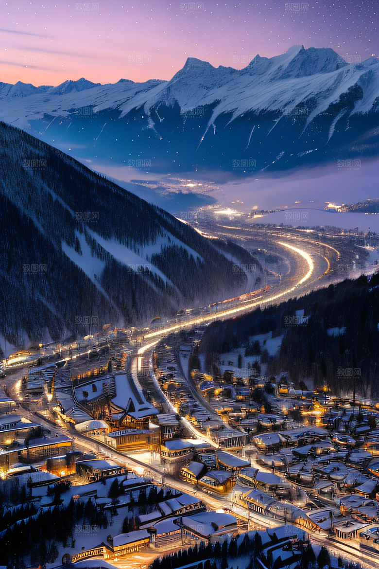 CG奇观紫光穿梭列车下的夜雪景色