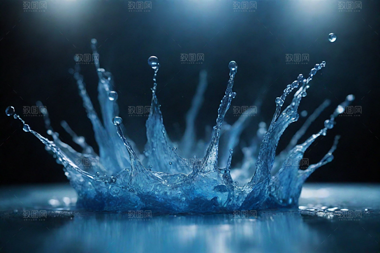 蓝色水花的惊艳图片