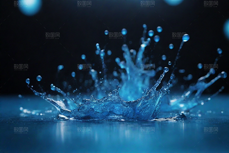 蓝色水花的惊艳图片