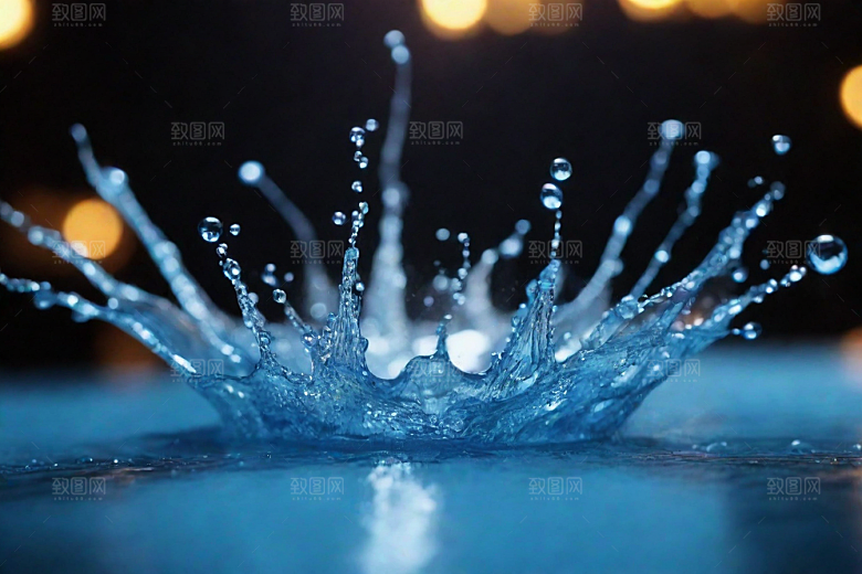 蓝色水花的惊艳图片