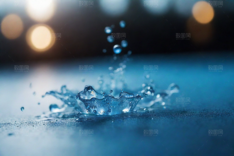 蓝色的水花飞溅图片