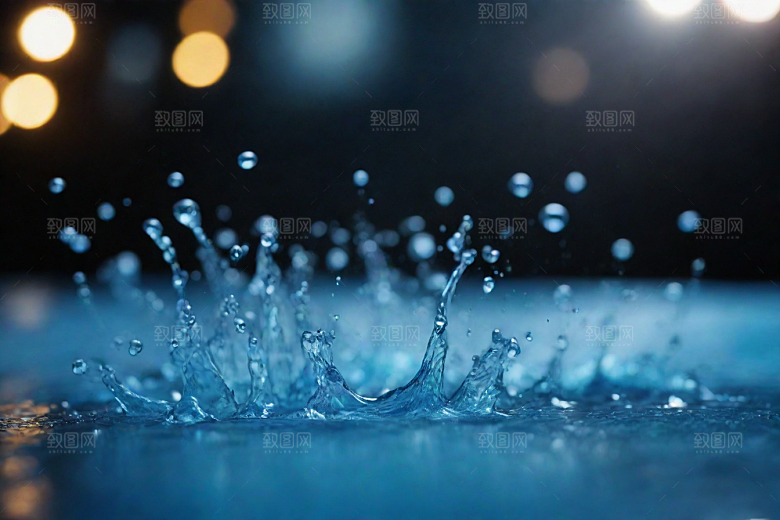 蓝色的水花飞溅图片