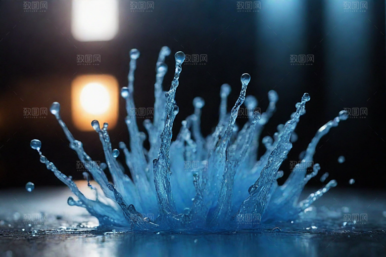 蓝色的水花飞溅图片