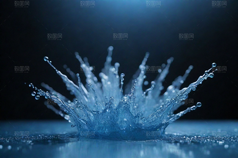 蓝色的水花飞溅图片