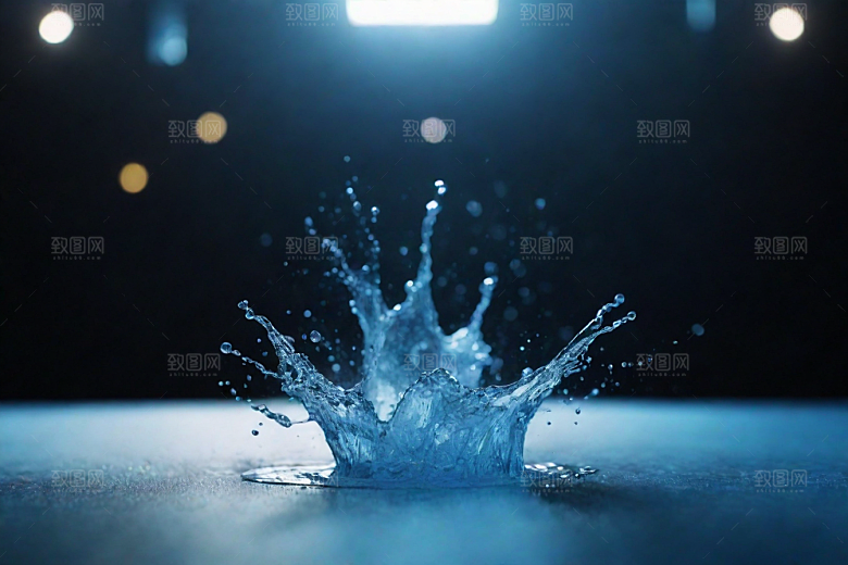 蓝色的水花飞溅图片
