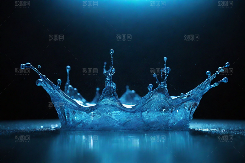 蓝色的水花飞溅图片