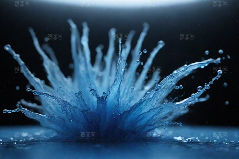 蓝色的水花飞溅图片