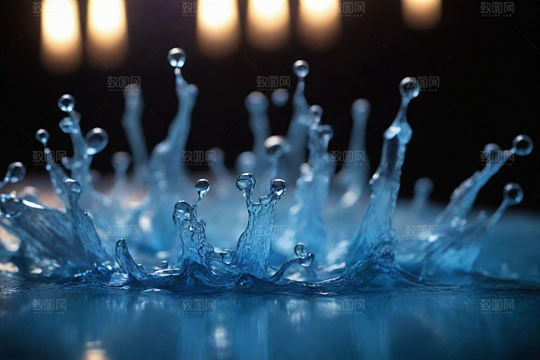 蓝色的水花飞溅图片