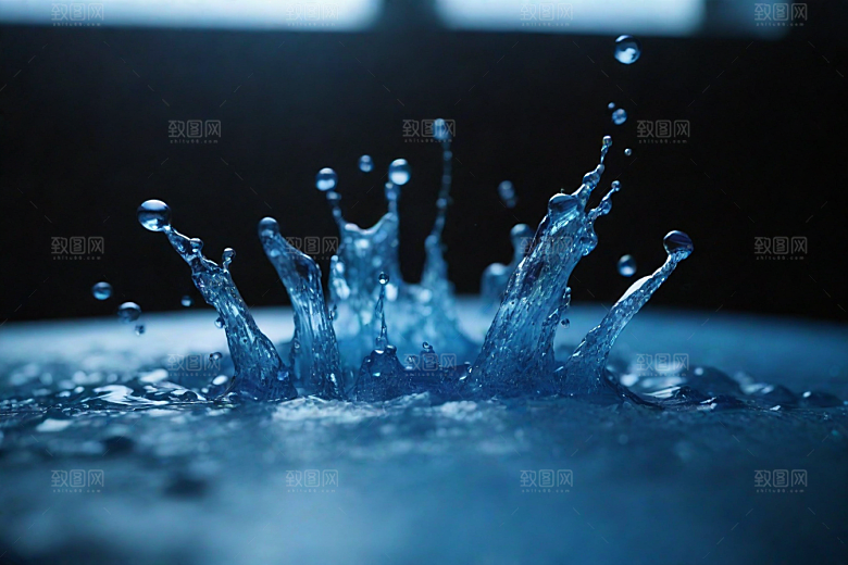 蓝色的水花飞溅图片