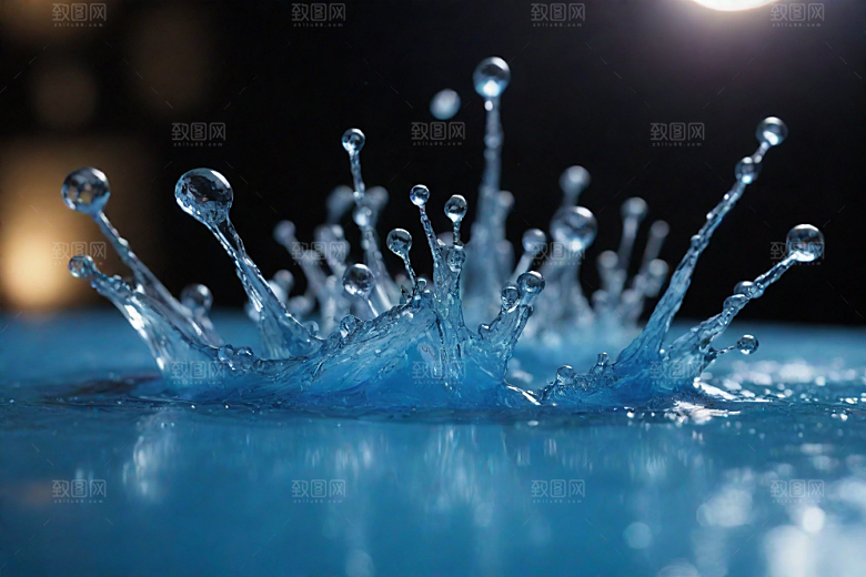 蓝色的水花飞溅图片