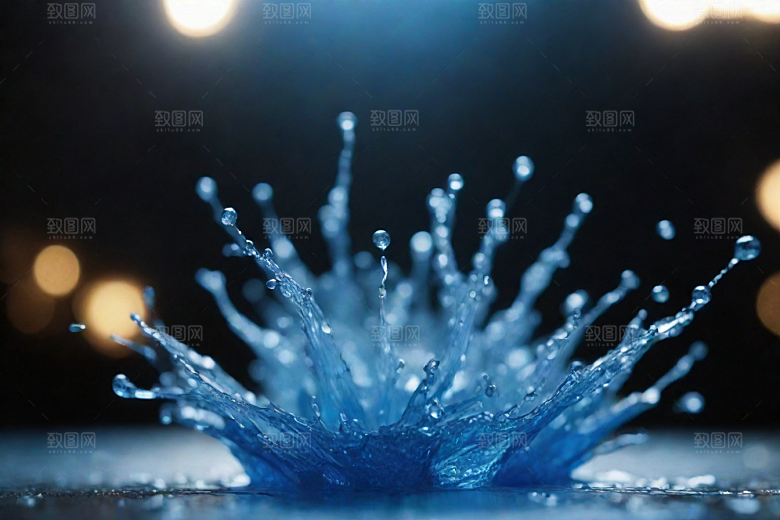 蓝色的水花飞溅图片