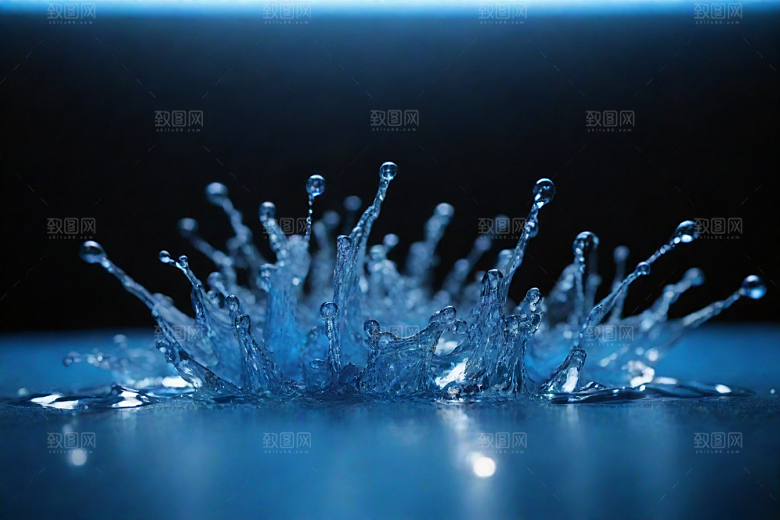 蓝色的水花飞溅图片