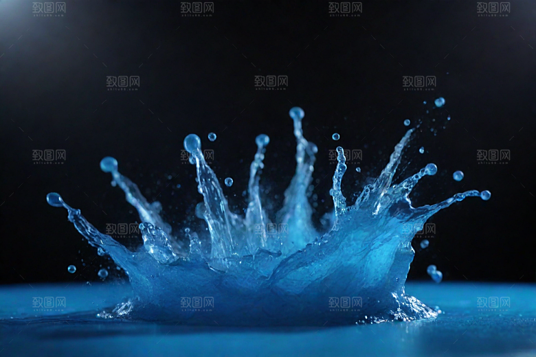 蓝色的水花飞溅图片