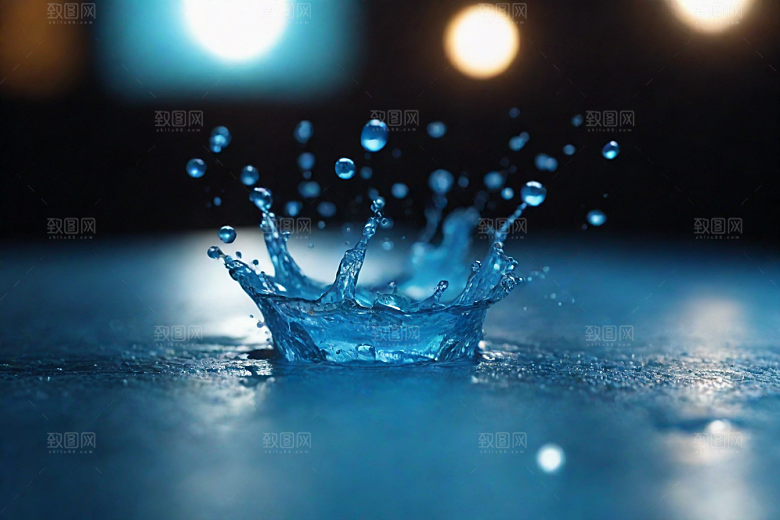 蓝色的水花飞溅图片