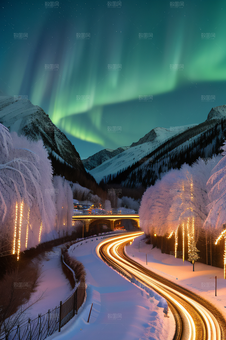 冬日仙境的魅力烟花星光和雪景的奇幻