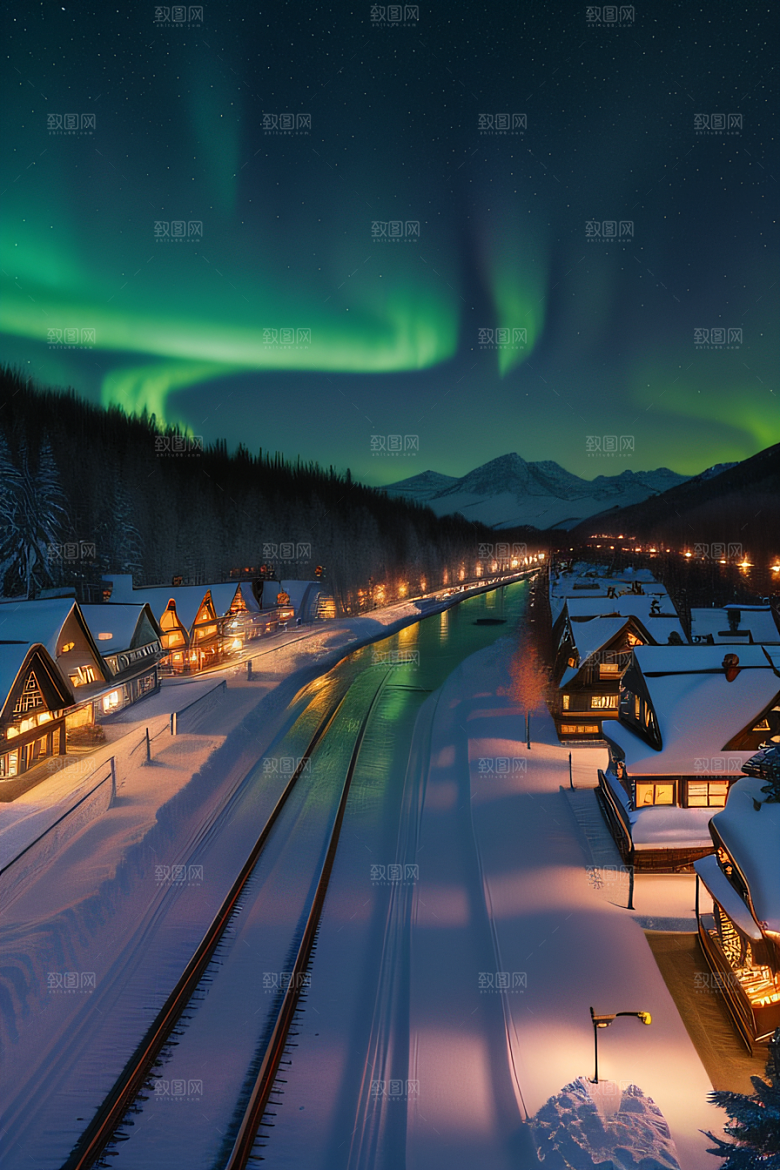 冬季仙境之美星光雪景和烟花的奇幻舞蹈