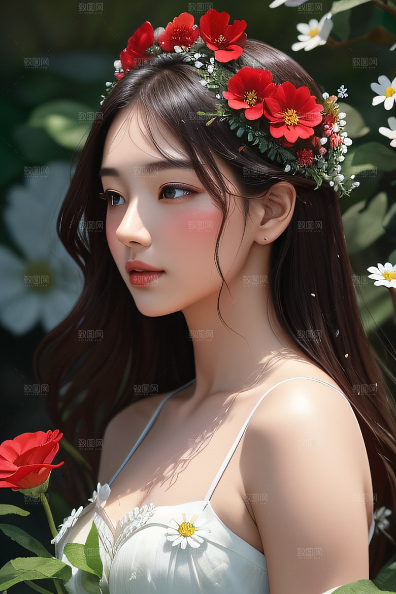 神秘红花深海水底花瓣与心露相映