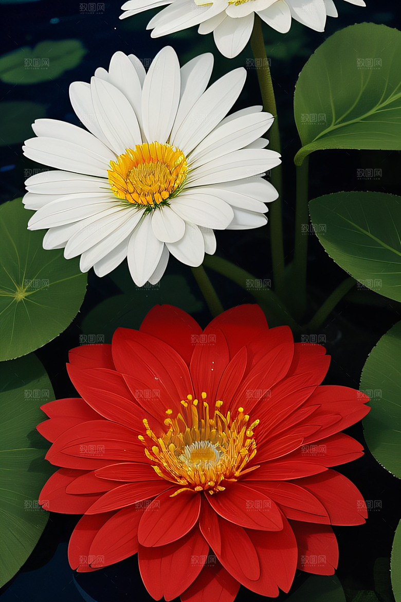 深海之花水底花瓣与心露共舞
