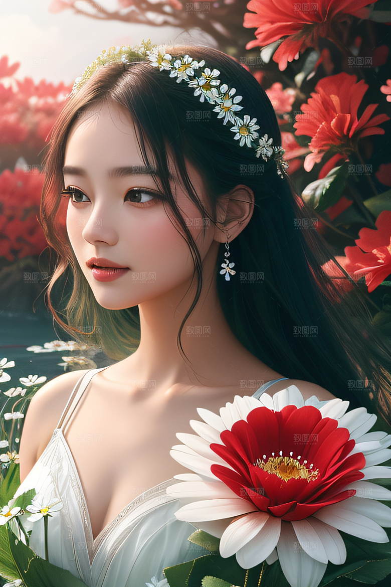 深海之花水底花瓣与心露共舞