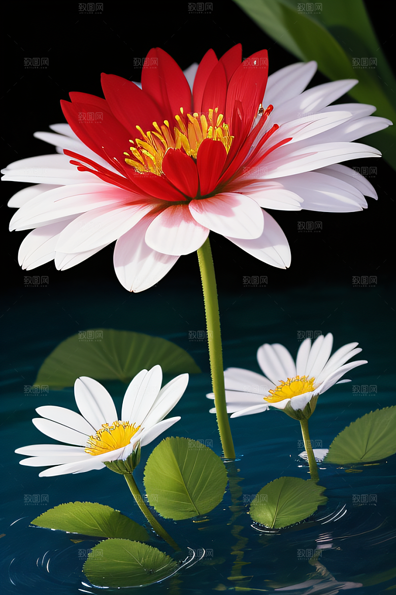 深海之花水底花瓣与心露共舞