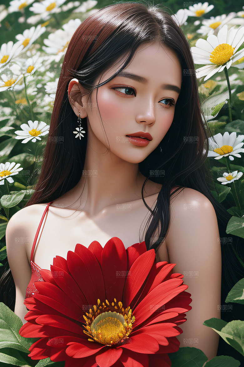 深海之花水底花瓣与心露共舞