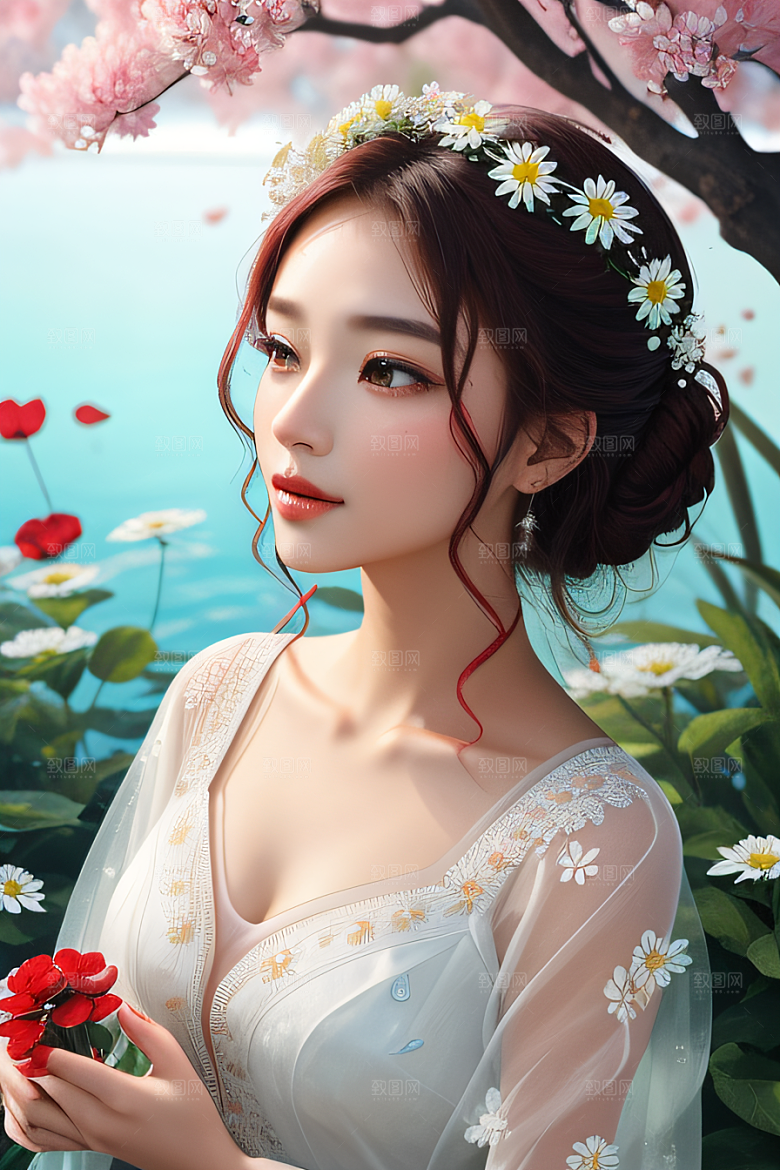 深海之花水底花瓣与心露共舞