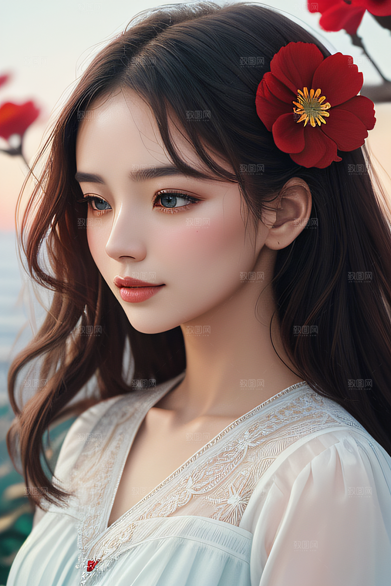 神奇红花深海水底花瓣与心露