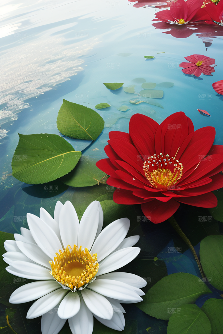 深海之花水下花瓣与露心交织