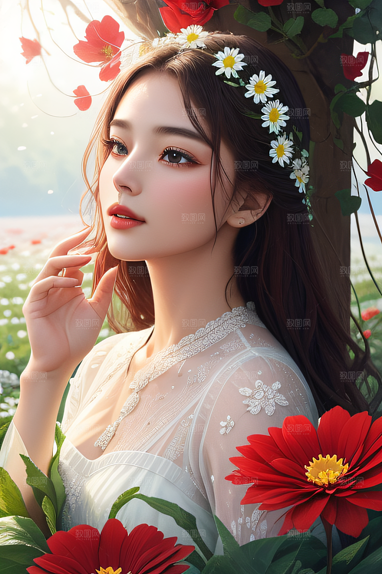深海之花水下花瓣与露心交织