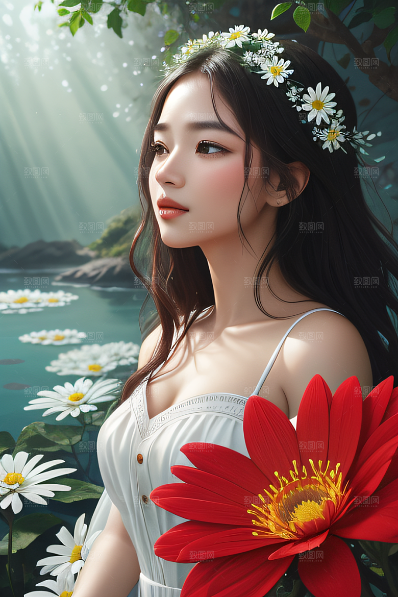 深海之花水下花瓣与露心交织