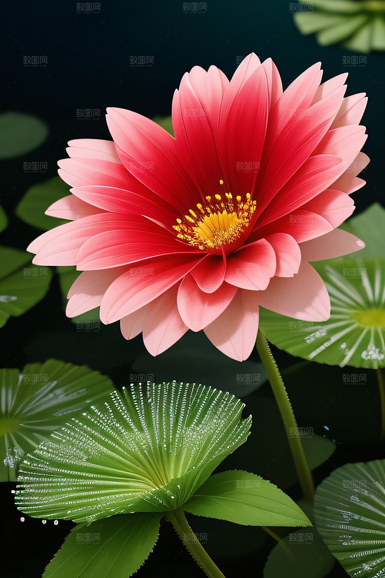 深海之花水下花瓣与露心交织