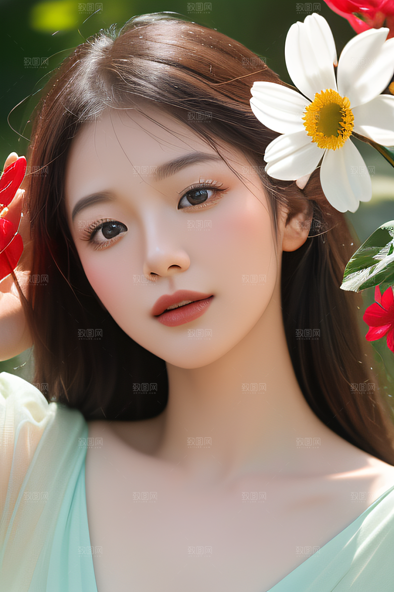 神秘红花深海水底花瓣与露心