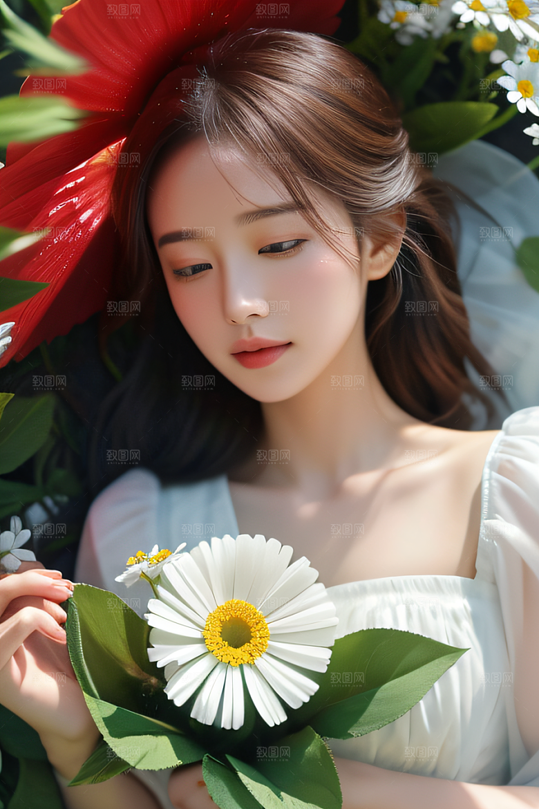 神秘红花深海水底花瓣与露心