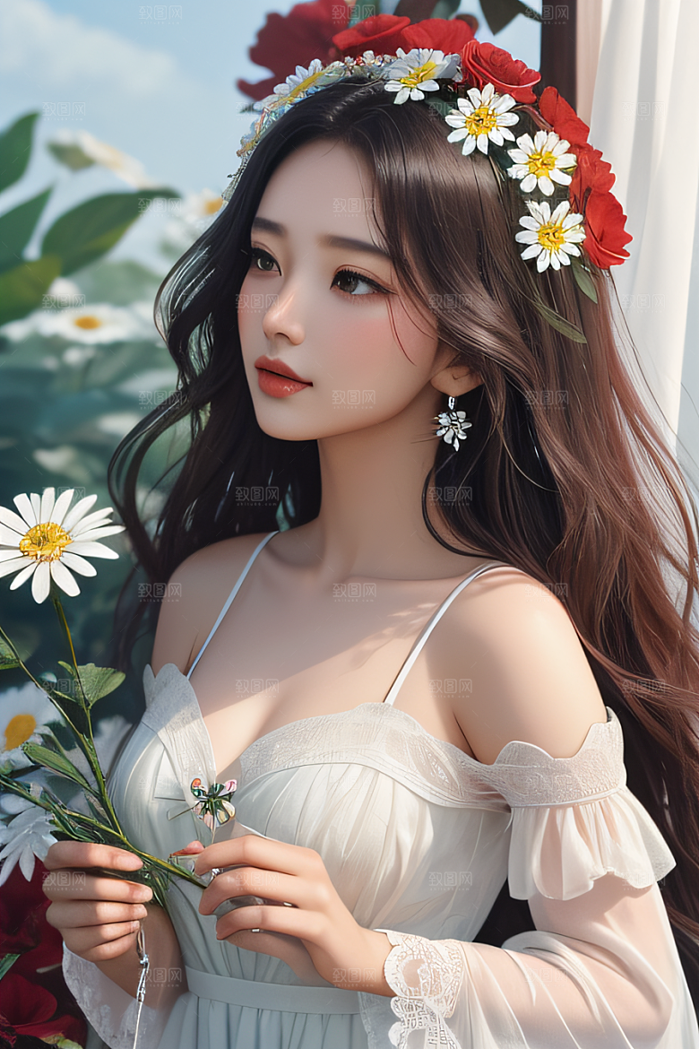 神秘红花深海水底花瓣与露心