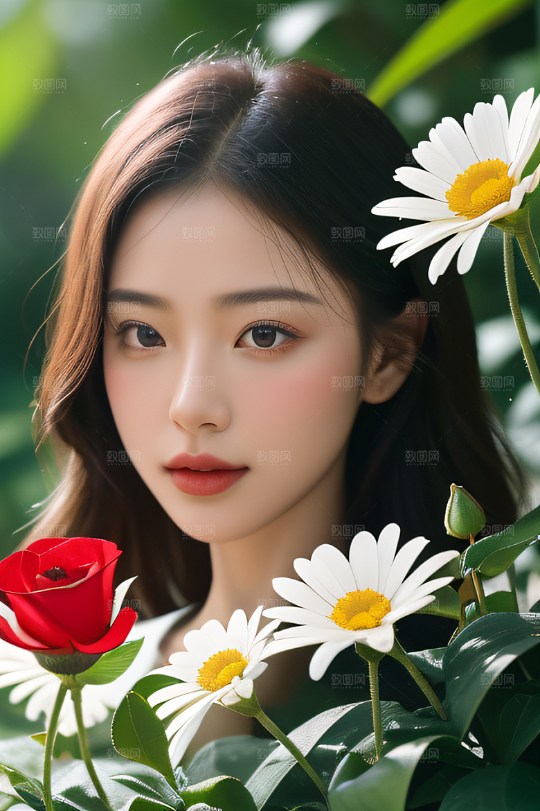神秘红花深海水底花瓣与露心