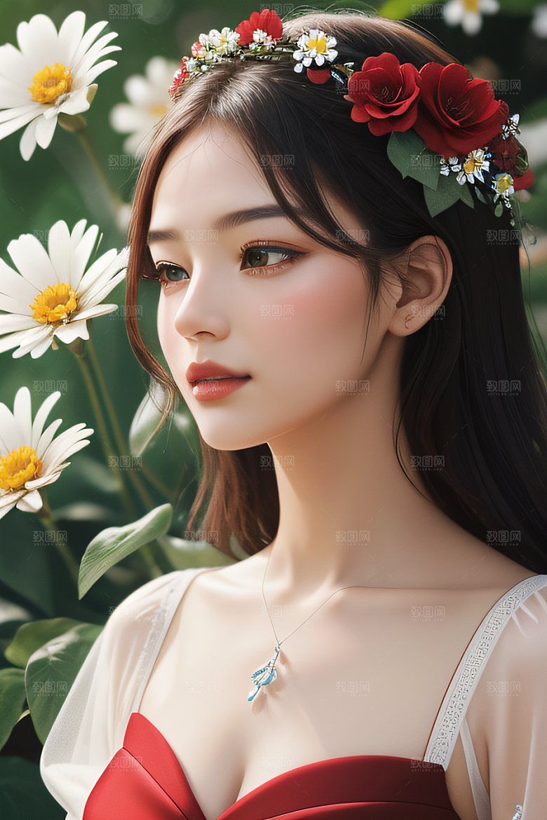 神秘红花深海水底花瓣与露心