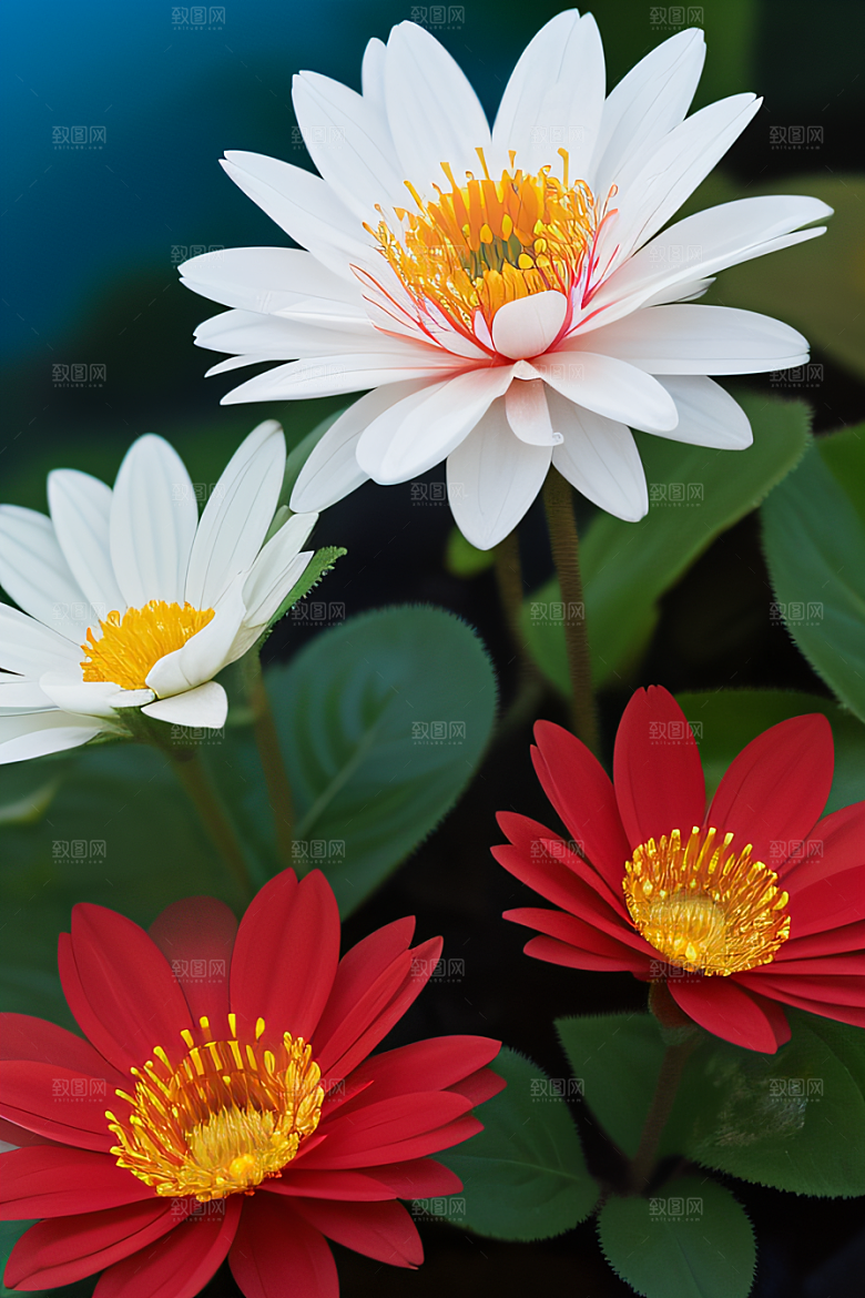 神秘红花深海水底花瓣与露心